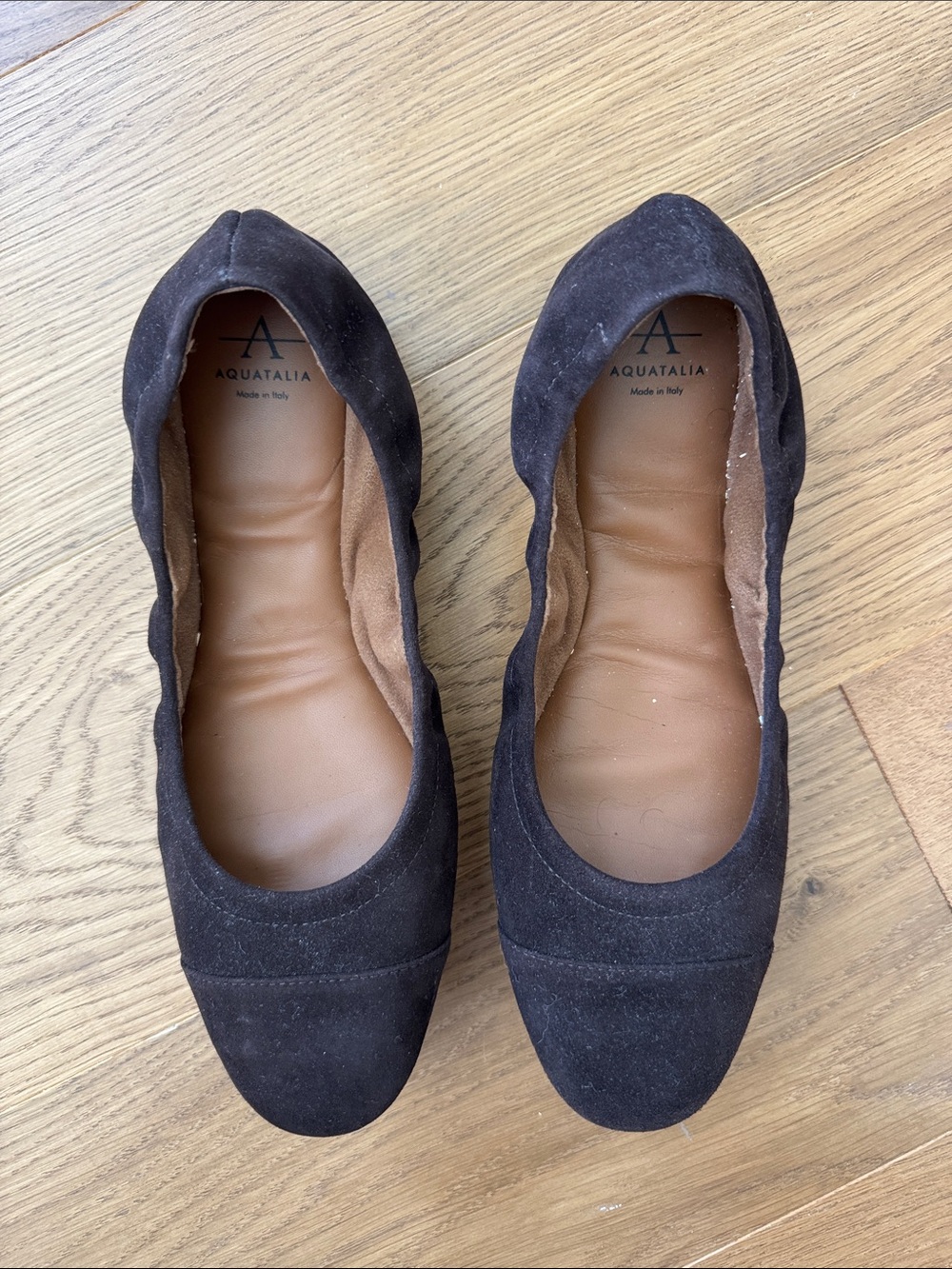 Aquatalia Dark Brown Suede Ballet Flats